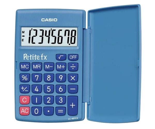 Casio PETITE FX (LC-401LV-BU), Ficka, Grundläggande, 8 siffror, 1 linjer, Batteri, Blå