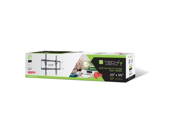 Techly ICA-PLB 161M, 58,4 cm (23"), 139,7 cm (55"), 100 x 100 mm, 400 x 400 mm, 0 - 12°, Musta