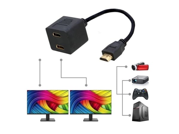 Techly 0.3m HDMI - 2x HDMI M/F, 0,3 m, HDMI-tyyppi A (vakio), 2 x HDMI Type A (Standard), Musta