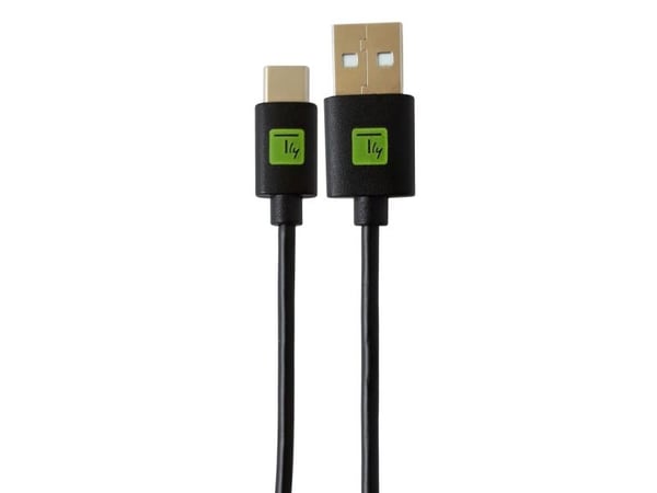 TECHly - USB-kabel - USB (hane) till USB-C (hane) - USB 2.0 - 10 cm - svart