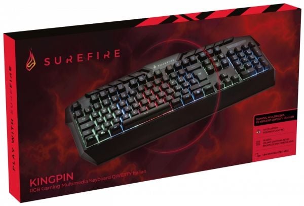 Verbatim SureFire KingPin RGB Gaming Multimedia Tastatur QWERTY Italiensk Kablet Gaming Keyboard Opplyst Italiensk, QWERTY Svart (48832)