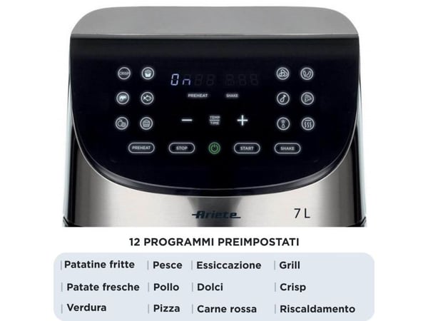 Ariete 4628/00, varmluftsfritös, 7 L, 2,8 kg, 35 °C, 200 °C, Enkel