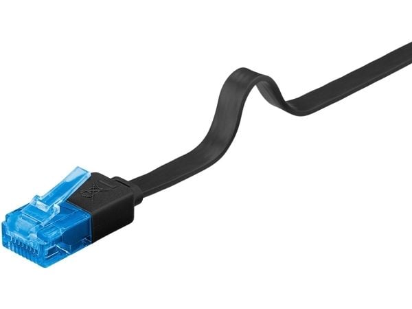 Goobay CAT 6A litteä liitäntäkaapeli, U/UTP, musta - kaapelin pituus 5 m
