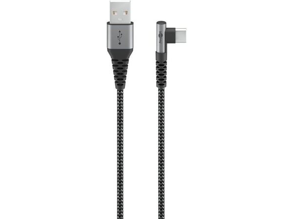 Goobay 64657, 2 m, USB C, USB A, USB 2.0, Svart, Grå