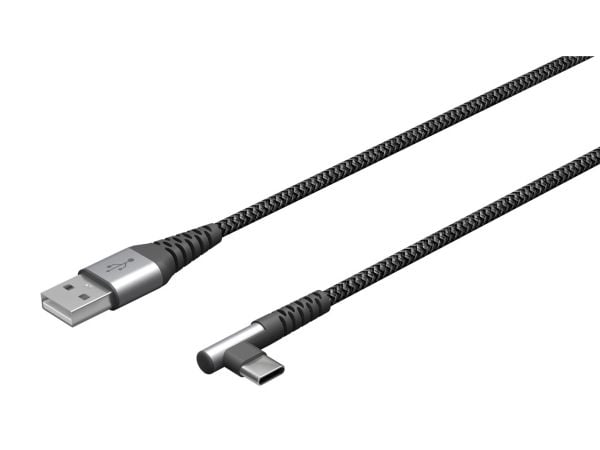 Goobay 64657, 2 m, USB C, USB A, USB 2.0, Svart, Grå