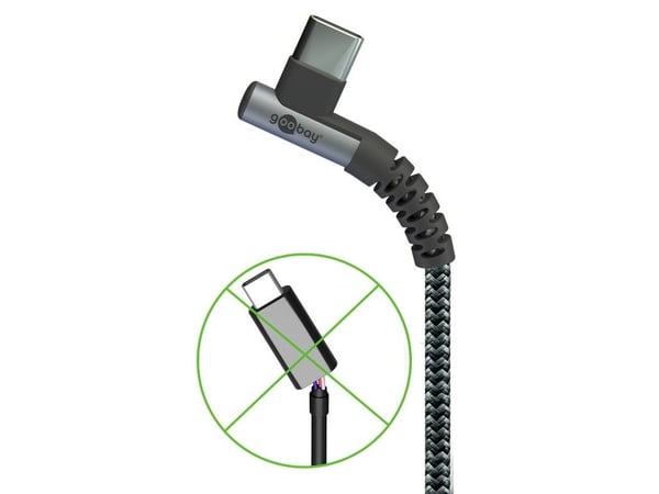 Goobay 64657, 2 m, USB C, USB A, USB 2.0, Svart, Grå