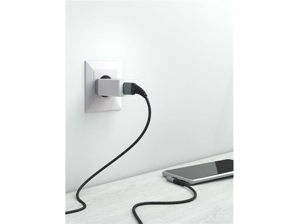 Goobay 64657, 2 m, USB C, USB A, USB 2.0, Svart, Grå