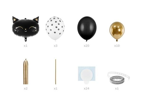 PartyDeco GBN11, Toy balloon, Folie, Sort, Gull, Hvit, Temafest, Modellerende ballong, 8 år