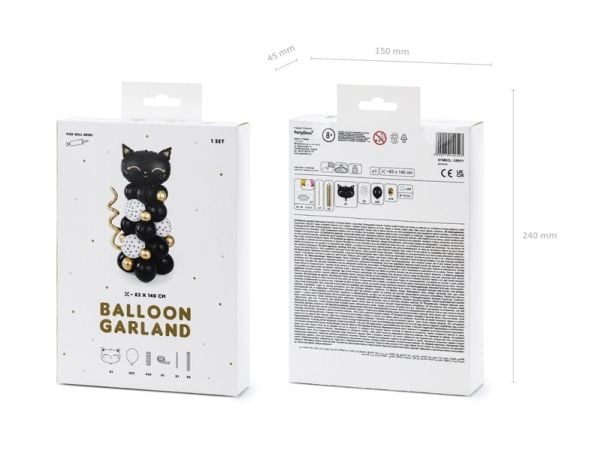 PartyDeco GBN11, Toy balloon, Folie, Sort, Gull, Hvit, Temafest, Modellerende ballong, 8 år
