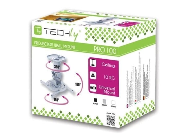 TECHly - Monteringssats (4 stödarmar, takfäste) - för projektor - aluminium - svart