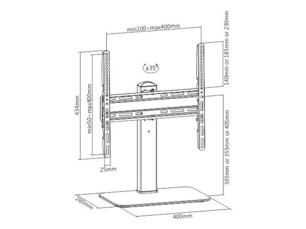 Techly ICA-LCD 323M, Frittstående, 40 kg, 81,3 cm (32"), 139,7 cm (55"), 400 x 400 mm, Sort