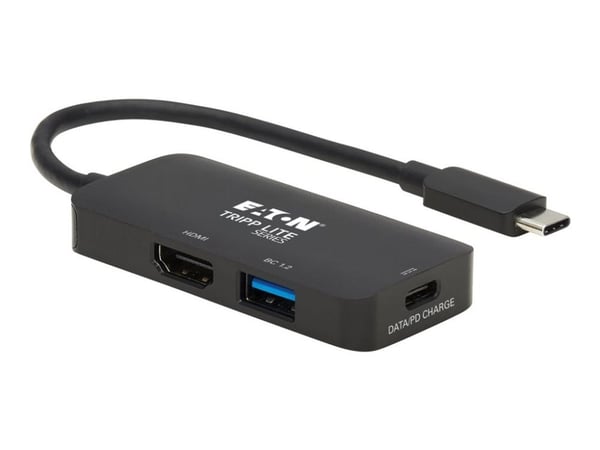 Eaton Tripp Lite Series USB C Multiport Adapter - HDMI 4K @ 60 Hz, 4:4:4, HDR, USB-A, USB-C PD 3.0 Charging (100W), Black - Video/audio-adapter - U... Eaton Tripp Lite Series USB C Multiport Adapter - HDMI 4K @ 60 Hz, 4:4:4, HDR, USB-A, USB-C PD 3.0 Charging (100W), Black - Video/audio-adapter - U...