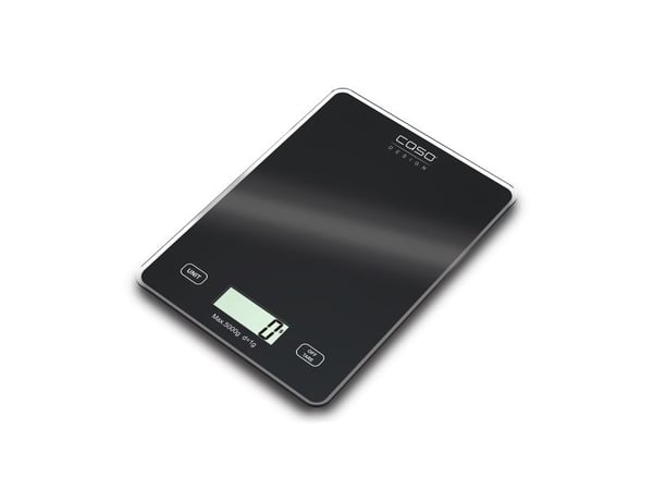 Caso Slim, Elektronisk kjøkkenvekt, 5 kg, 1 g, Sort, Glass, Rektangel