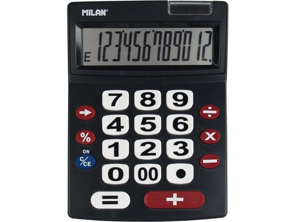Milan 151712BL, Työpöytä, Perus, 12 lukua, 1 linjat, Akku/Aurinko, Musta, Punainen, Valkoinen