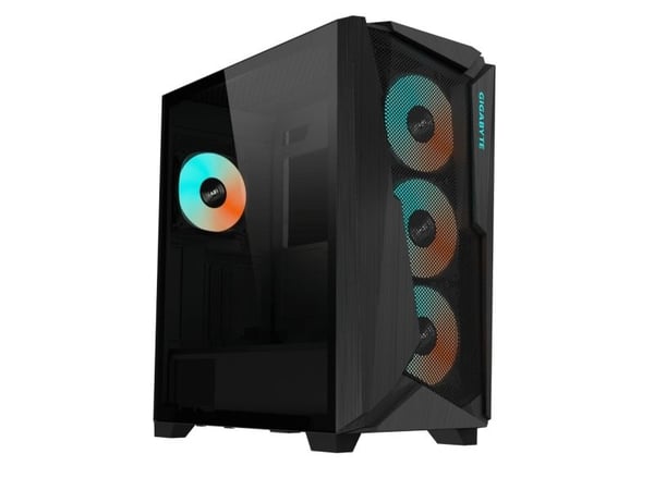 Gigabyte C301 Glass - Mid tower - utökad ATX - genomskinlig sidopanel (härdat glas) - ingen strömförsörjning (ATX) - svart - USB/ljud