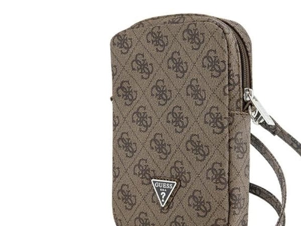 Deklas Guess PU 4G Triangle Logo plånbok mobilväska dragkedja brun