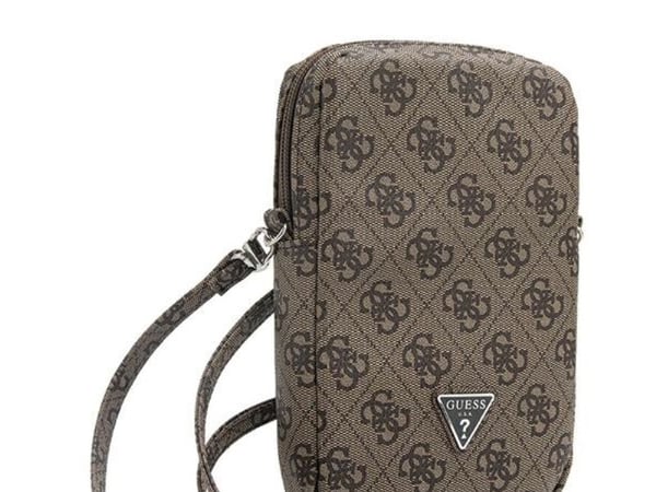 Deklas Guess PU 4G Triangle Logo plånbok mobilväska dragkedja brun