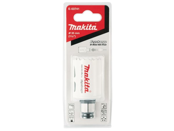 Makita E-03741, Enkelt, Bor, Stål, Aluminium, Plast, Tre, Rustfritt stål, Hvit, Bimetall, 4,4 cm