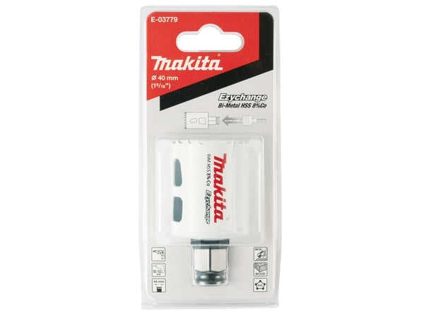 Makita E-03779, Enkelt, Bor, Stål, Aluminium, Plast, Tre, Rustfritt stål, Hvit, Bimetall, 4,4 cm
