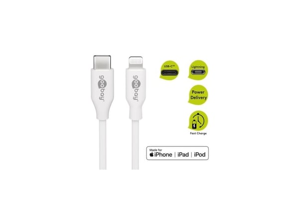 Goobay 39446, 1 m, Lightning, USB C, Uros, Uros, Valkoinen