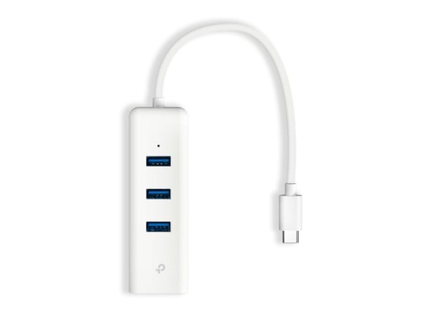 TP-Link UE330C, Koblet med ledninger (ikke trådløs), USB Type-A/USB Type-C, Ethernet, 1000 Mbit/s, Hvit