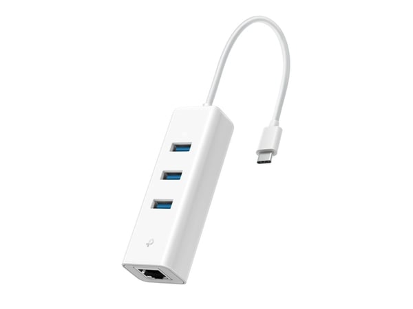 TP-Link UE330C, Koblet med ledninger (ikke trådløs), USB Type-A/USB Type-C, Ethernet, 1000 Mbit/s, Hvit