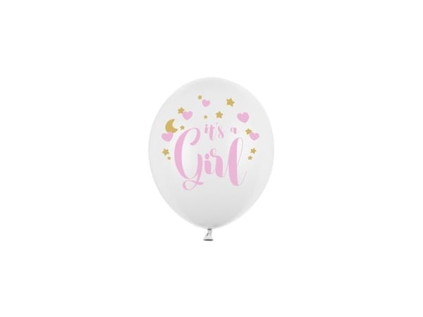 PartyDeco SB14P-233-008-6, Toy balloon, Latex, Gull, Rosa, Hvit, Temafest, Oval, 30 cm