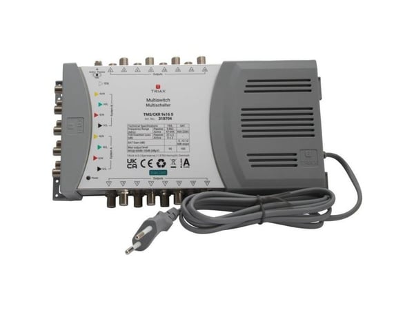 Triax TMS/CKR 9x16 S, 5 innganger, 16 utganger, 5 - 862 MHz, 950 - 2200 MHz, 10 dB, 10 dB