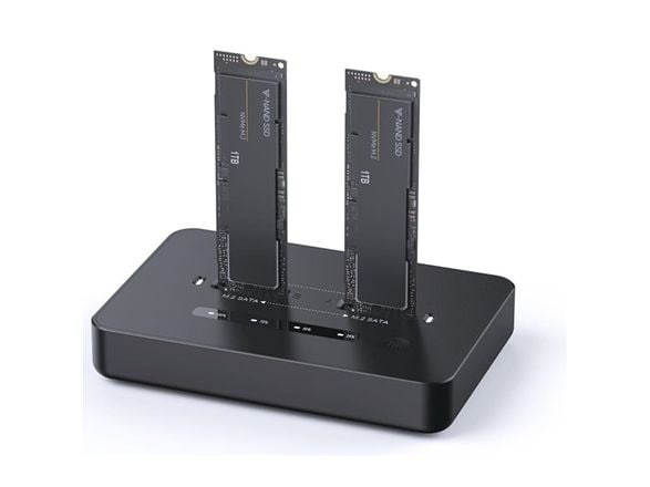 Gembird - SSD-dockningsstation - fack: 2 - M.2 - M.2 Card (PCIe NVMe & SATA) - USB-C 3.2 (Gen 2x2) - svart