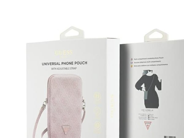 Kotelo Guess PU 4G Triangle Logo Lompakko Puhelin Laukku vetoketju Pinkki