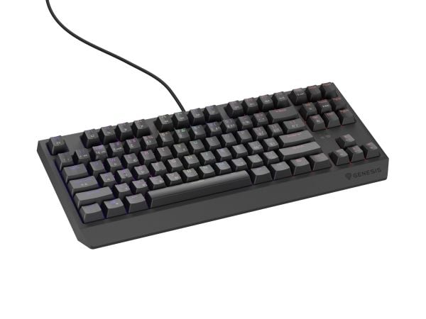GENESIS Thor 230 TKL CZ SV Outemu Red, Koblet med ledninger (ikke trådløs), USB, Mekanisk nøkkelbryter, QWERTY, RGB LED, Svart