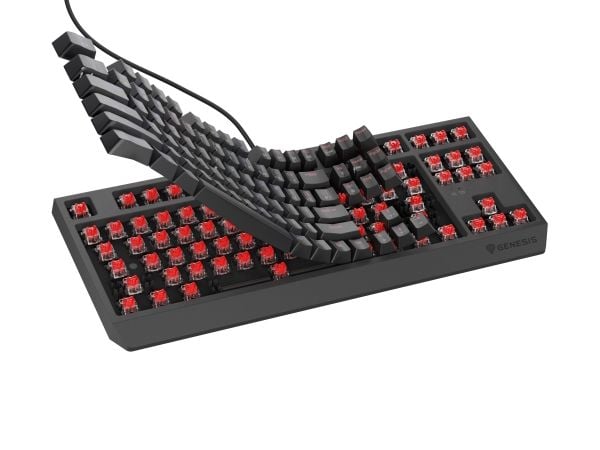 GENESIS Thor 230 TKL CZ SV Outemu Red, Koblet med ledninger (ikke trådløs), USB, Mekanisk nøkkelbryter, QWERTY, RGB LED, Svart