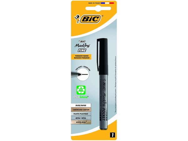 BIC Marking Pocket 1445, Svart, Rundad spets, Svart, Silver, Medium, 4,2 mm, 1,1 mm