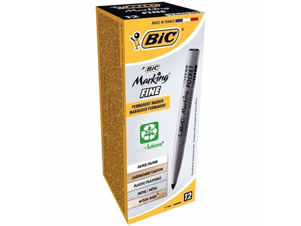 BIC Marking Pocket 1445, Svart, Rundad spets, Svart, Silver, Medium, 4,2 mm, 1,1 mm