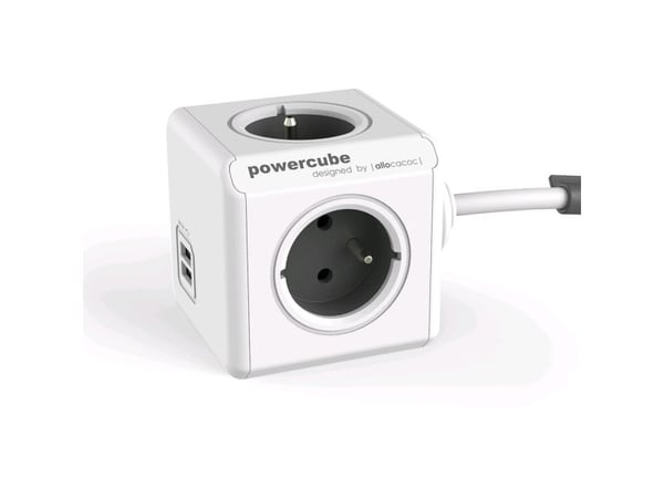 Allocacoc PowerCube Extended USB E(FR), 3m, 3 m, 4 AC-utgångar, Typ E, CE, KEMA, RoHS, 16 A, 230 V