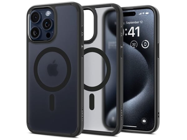 Spigen Ultra Hybrid MagFit - Baksidedeksel for mobiltelefon - MagSafe-samsvar - polykarbonat, termoplast-polyuretan (TPU) - frostsvart - for Apple ...