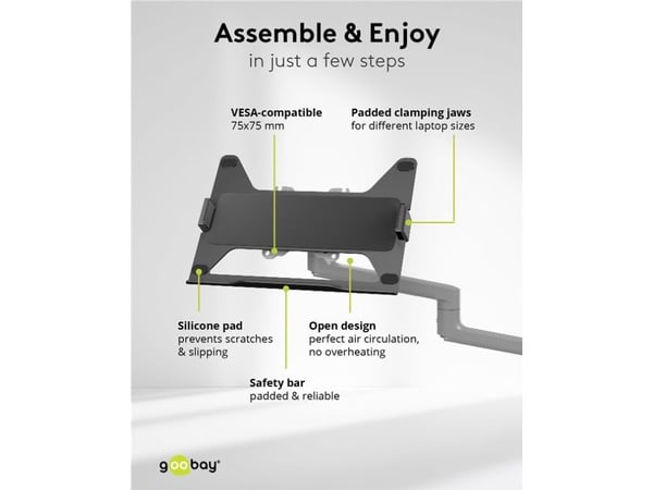GOOBAY Deluxe NB-feste for monitorarm, NB 11,6-17,3'', maks