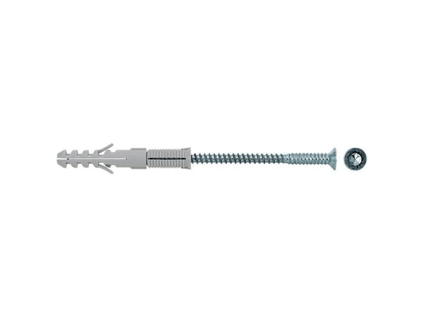 Fischer 80710, Skrue- og veggpluggsett, Lettbetong, Murstein, Betong, Gipsblokk, Nylon, 2 cm, 2,5 cm, 50 stykker