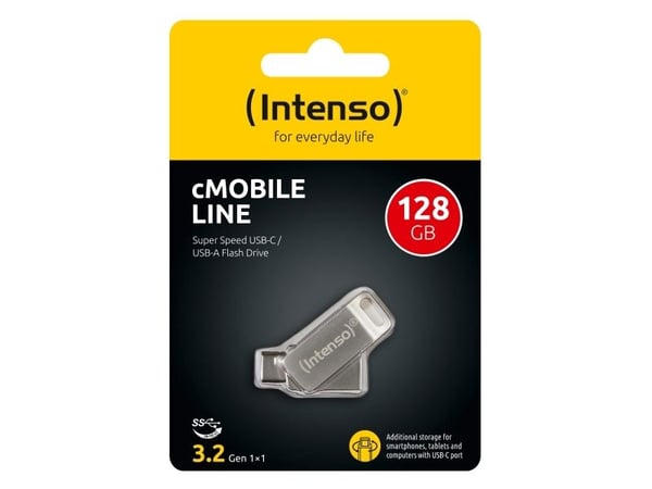 Intenso cMobile Line, 128 GB, USB Type-A / USB Type-C, 3.2 Gen 1 (3.1 Gen 1), Taittuva, 9 g, Hopea