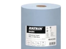 Industrirulle, verkstadsrulle, Katrin Basic, 2-lagers, 360m x 38cm, Ø29cm, blå, blandade fibrer - (2 rullar per kartong)