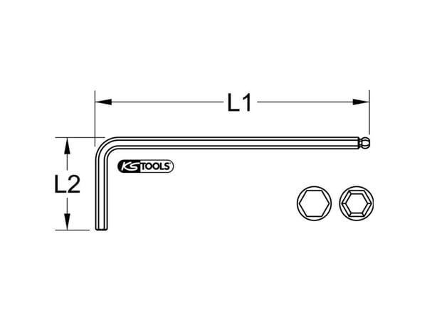 KS Tools 964.05015, Metrinen, 1 kpl, Ruostumaton teräs, 1.5 mm, DIN ISO 2936, 9 cm