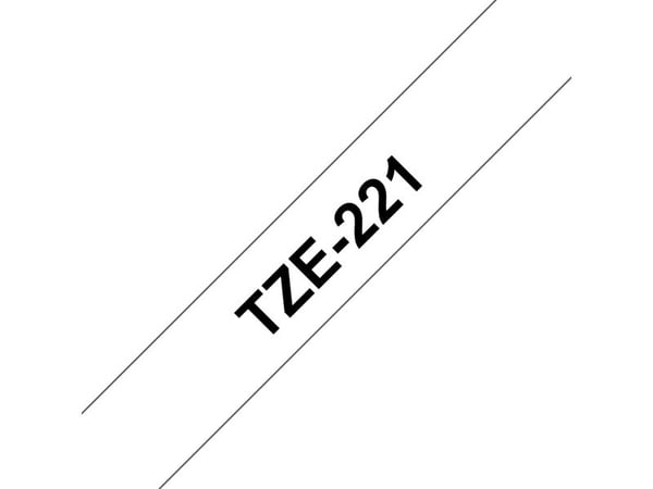 Brother TZe-221 - Standardklebemiddel - svart på hvitt - Rull (0,9 cm x 8 m) 1 kassett(er) laminert teip - for Brother PT-D210, D600, H110; P-Touch...
