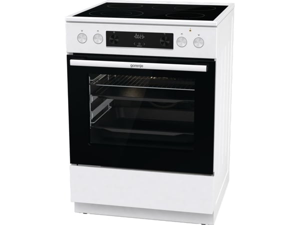 Gorenje GECS6C70WPA, Fristående köksspis, Vit, Knappar, Rotations-, Vit, Framsida, Metall