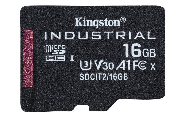 Kingston Industrial – Flash-muistikortti (mukana microSDHC–SD-sovitin) – 16 GB – A1 / Video Class V30 / UHS-I U3 / Class 10 – microSDHC UHS-I