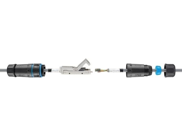 Goobay 44414, IDC, Svart, Blå, Hane/Kvinna, Rak, Plast, Cat6a