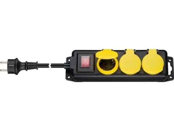 goobay - Pistorasia - AC 230 V - 3680 Watt - tulo: Tyyppi F - lähtöliittimet: 3 (3 x CEE 7/4) - 3 m johto - musta, keltainen