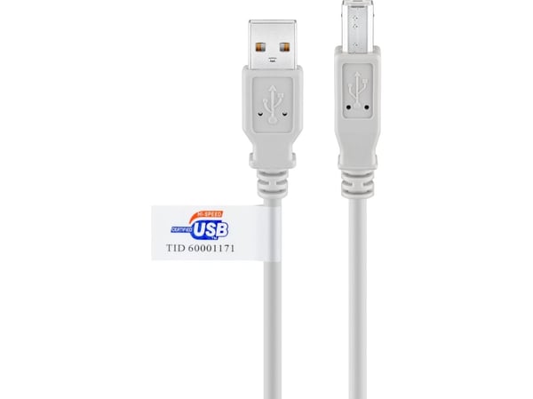 Goobay 50831, 2 m, USB A, USB B, USB 2.0, 0,48 Gbit/s, Grå