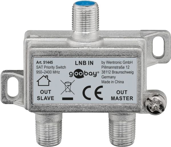 Goobay 51445, Kabelfordeler, 950 - 2400 Mhz, Sølv, Metall, Hunstik/Hunstik, 49,8 mm