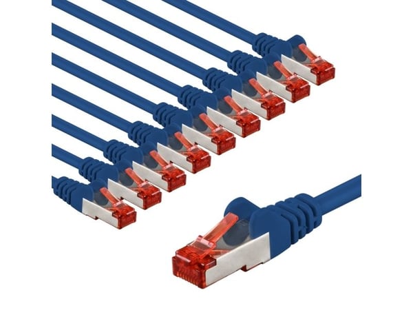 Verkkokaapeli CAT 6, S/FTP (PiMF), 1 m, sininen, 10 kpl:n sarja