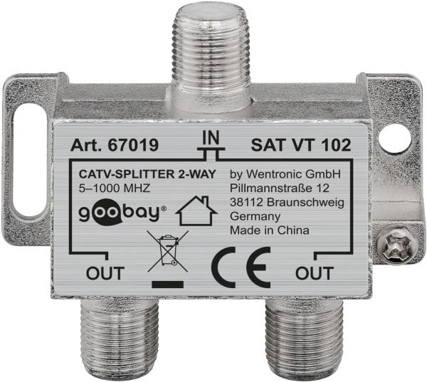 Goobay 67019, Kaapelinyhdistin, 5 - 1000 MHz, Hopea, Metalli, Naaras/naaras, 25 dB